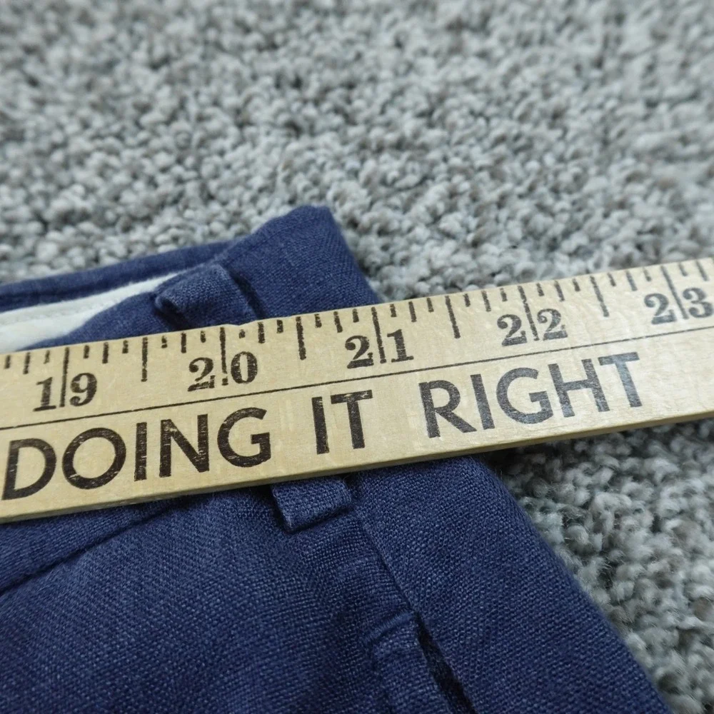 VTG Polo Ralph Lauren Pants Mens 42X32 Blue Linen Chambray Preston Chino Trouser